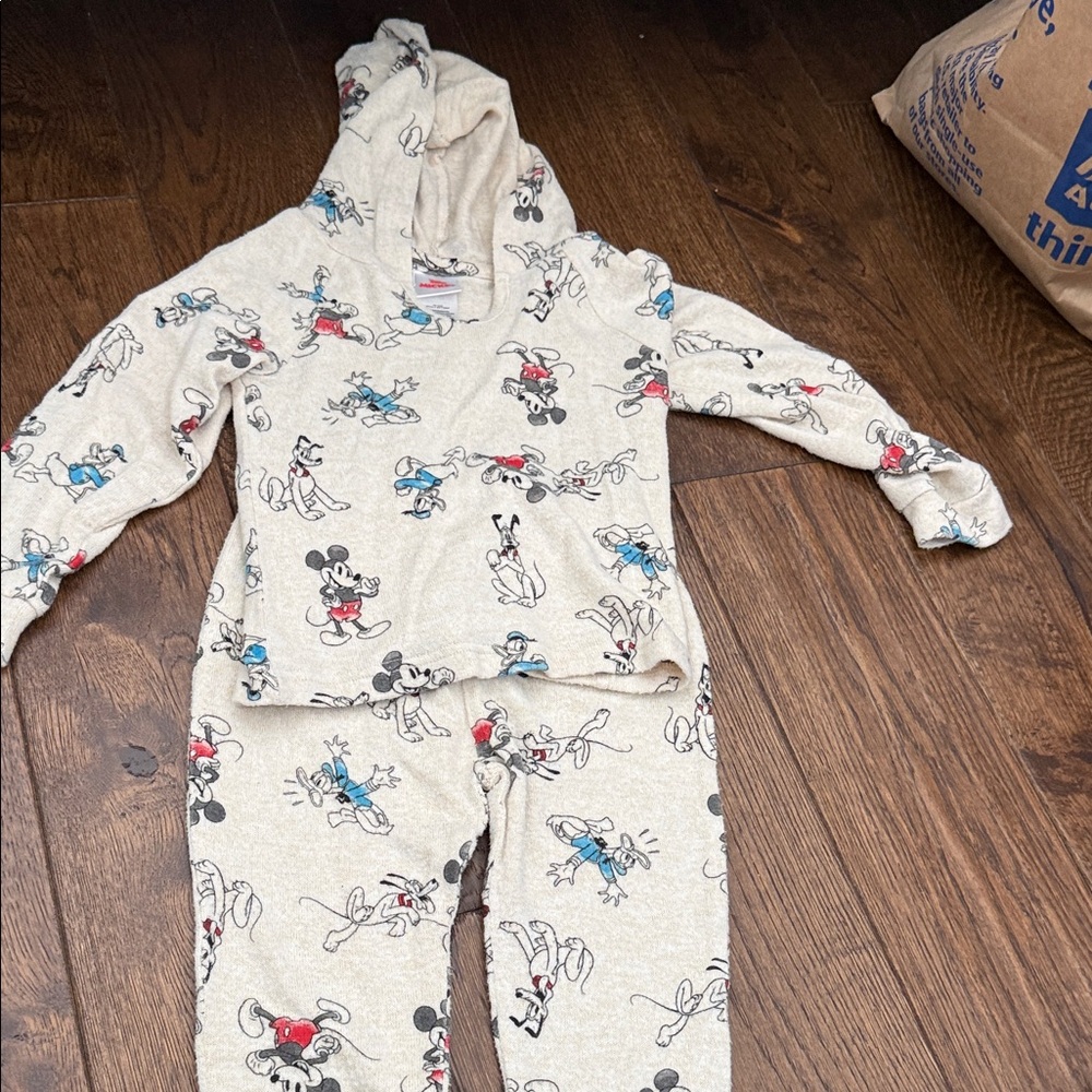 Disney Kids Matching Set - Cream with Mickey Mouse Print